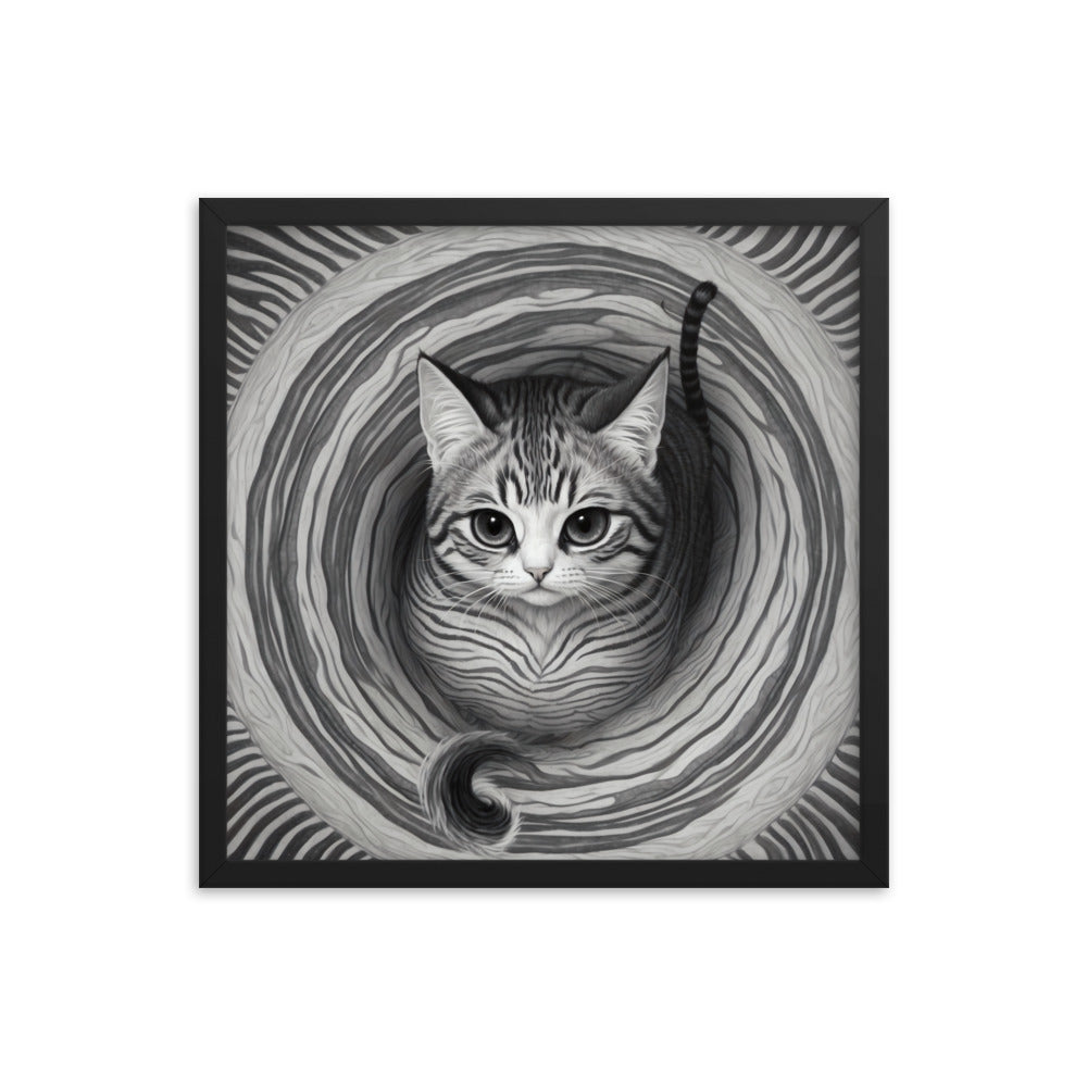 Spiral Cat Framed Wall Art (10x10, 12x12, 14x14, 16x16, 18x18)